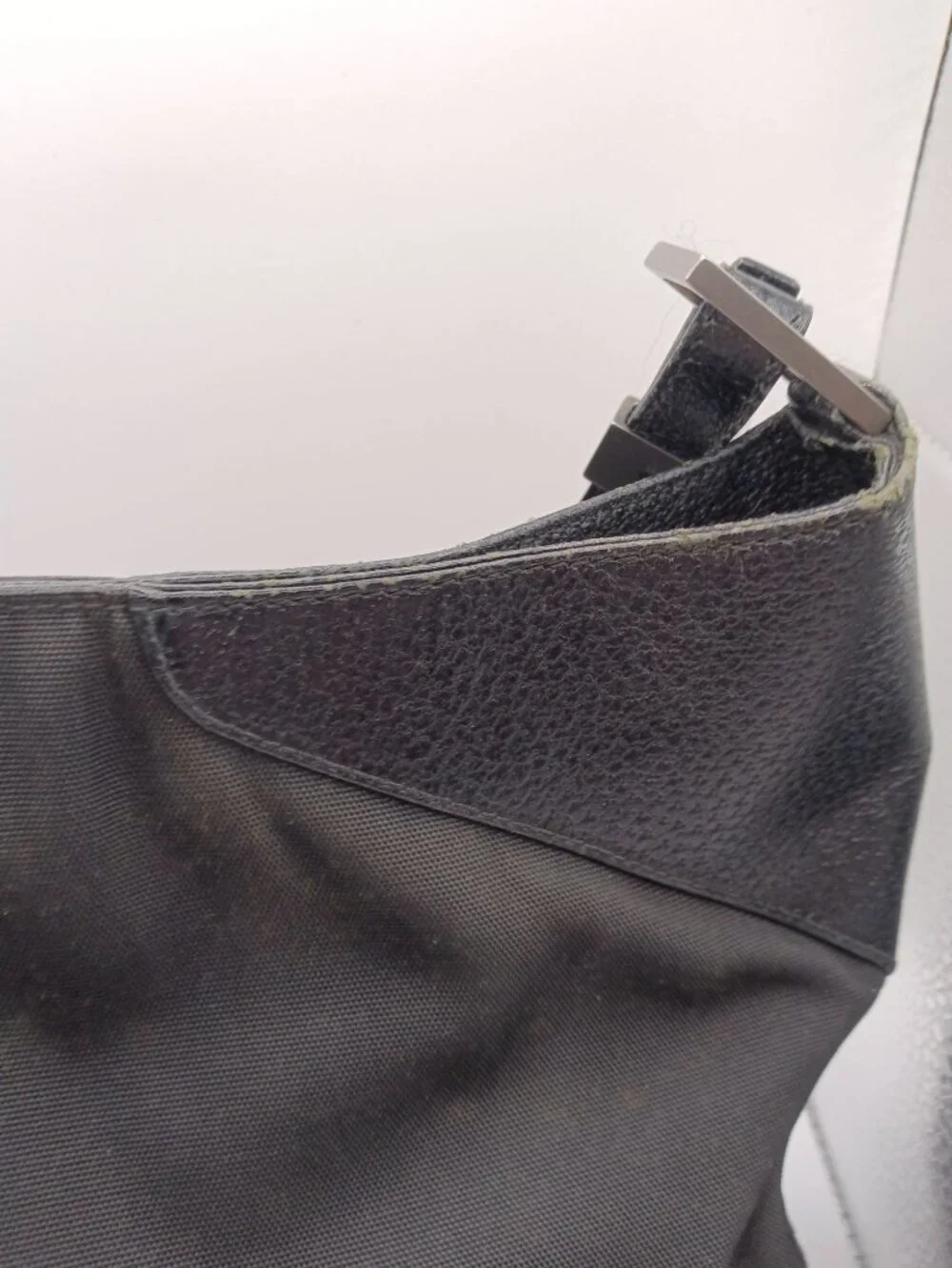Gucci Black Canvas & Leather Hobo Shoulder Bag Made In Italy